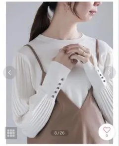 techichi プリーツスリーブニットプルオーバー　タグ付き