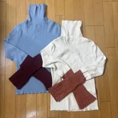 Re:EDIT リブタートルネック長袖ニット 2枚セット