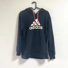 adidas フード付きパーカー ネイビー　レディース