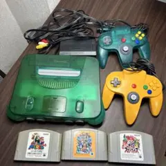 任天堂64 クリアブルー本体 コントローラー2個＋ソフト3本セット