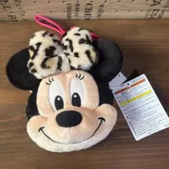 お値下げ☆新品未使用　顔型ミニー ポーチ　リボンレオパード　ディズニー