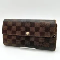 【良品】LOUIS VUITTON ダミエ ポルトフォイユ 長財布 レザー 茶