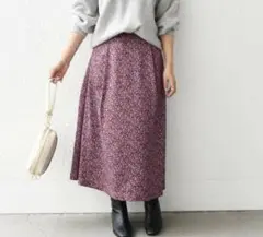 ＳＨＩＰＳ　ａｎｙ：〈ウォッシャブル〉プチ　リーフ＆フラワー　Ａライン　スカート