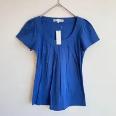 新品タグ付 レンチスリーブ Tシャツ 半袖 フロントタック 差し色 Uネック