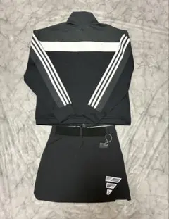 新品 S】adidasゴルフ レトロジャケット 撥水ストレッチスカート 黒