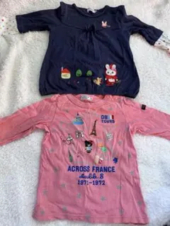 DOUBLE.B MIKI HOUSE長袖カットソー 2枚セット 90