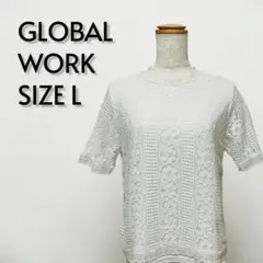 GLOBAL WORK グローバルワーク レースカットソー 白 L【821】のサムネイル