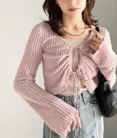 前後2WAY リボンデザインニットカーディガン　mily bilet