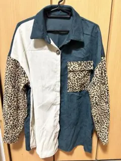 SHEIN レオパードバイカラーシャツ S