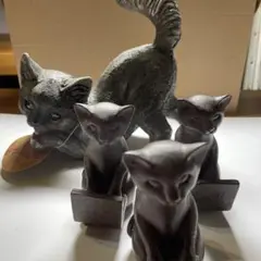 猫の置物 4体セット