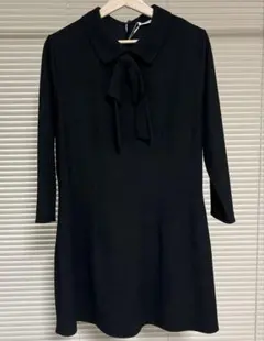 【新品】ZARAリボン ブラック ワンピース Lサイズ