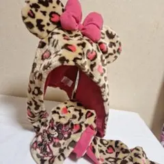 ミニーキャップ ヒョウ柄 ハート模様