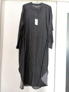 デニム　シャツ　ワンピース　長袖　L ポケット付き