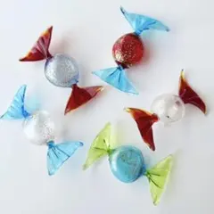 ベネチアングラス ベネチアンガラス  キャンディー 10個のベネチアングラスキャンディー-ゴールド付き-ムラノグラス