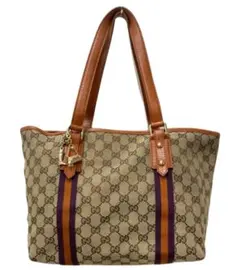 【美品】GUCCI ハンド&ショルダーバッグ GGキャンバス シェリーライン