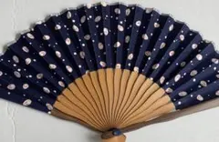 まとめ買い歓迎_扇子（うさぎ柄、ネイビー）