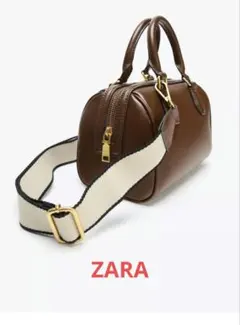 ZARA ブラウン ミニ ボストン ショルダーバッグ ストラップ2本付き