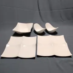 ホワイト食器セット モダンデザイン 6点