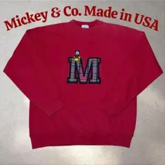 USA製 Disney Mickey & Co. スウェット 赤 L 刺繍ロゴ