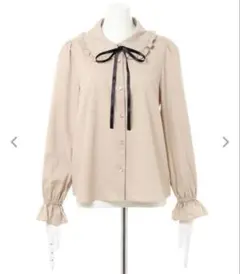 【完売品】INGNI♡フリル襟リボンタイブラウス ピンクベージュ M