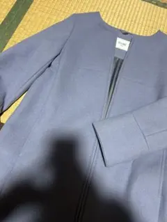 【極美品】ノーカラーウールコート