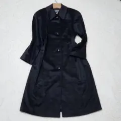 カシミヤ100％ ロングコート ロング丈 ブラック ステンカラーコート