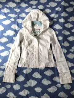 abercrombieコットン 薄手 フードジャンパー ホワイト155 美品のサムネイル