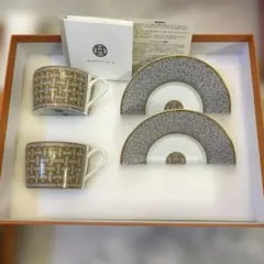 新品 国内百貨店購入 エルメス 食器 2枚 モザイク プラチナ ライス