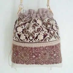 インド刺繍　ポシェット　ショルダーバッグ　インドリボン　バッグ
