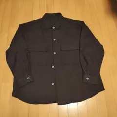 GU CPOシャツ ブラウン ポケット付きシャツ