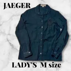 JAeger ブラック 長袖シャツ LADY'S Mサイズイギリス製　花柄付きのサムネイル