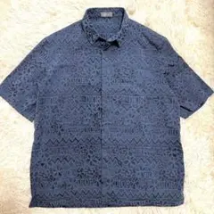 【希少】DIOR × Shawn Stussy　シルク　半袖　シャツ M　ブルーのサムネイル