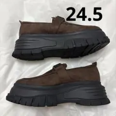 【美品】ZARA プラットフォームソールローファー 厚底 スエード ブラウン
