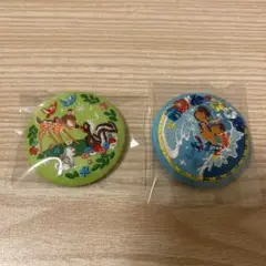 ディズニー　刺繍 缶バッジ 2種セット　バンビ　リロ&スティッチ