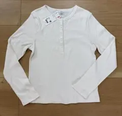 《新品タグ付き》UNIQLO リブヘンリーネックT 長袖 オフホワイト XL