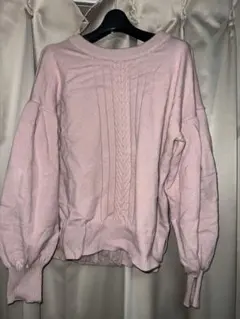 ​SHEIN　FRIFUL ケーブルニット レースドッキング ピンク