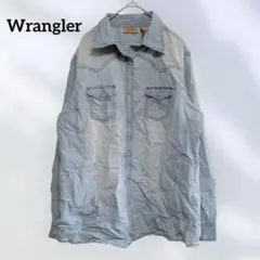 希少 ラングラー 濃淡ライトブルー デニム ウエスタンシャツ Lサイズ アメカジ