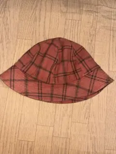 BEAMS チェック柄 バケットハット オレンジ系