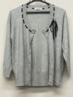 a.v.vカーディガン 七分袖ニット グレー <未使用>