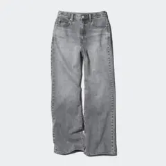 ユニクロ ワイドストレートジーンズ グレー 24 デニム ワイドパンツ ズボン