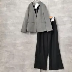 パンツスーツ ノーカラー