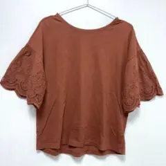 オゾック OZOC カットソー 38 M 茶 レースフレア袖 半袖 テラコッタのサムネイル