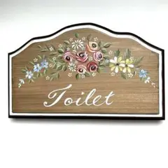 手描き　トイレプレート　可憐なお花　トールペイント作品