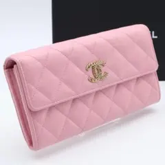 【超極美品】CHANEL マトラッセ キャビアスキン 長財布 ピンク