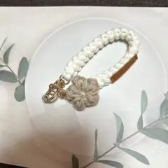 ハンドスマホストラップ　アイボリー