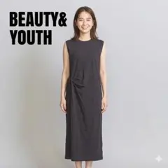 BEAUTY&YOUTH チャコール　ノースリーブワンピース　スリット有り