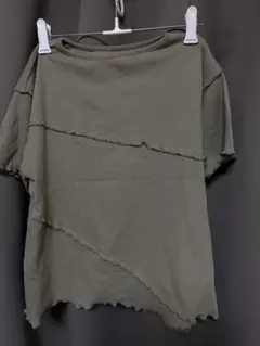 オリーブグリーン アシンメトリック Tシャツ