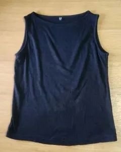 ユニクロリブボートネックノースリーブT黒XL