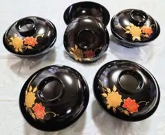 特製 お吸物椀　うるし塗美術漆器　山中塗　5客セット