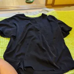 ネイビー 半袖 ブラウス Vネックのサムネイル